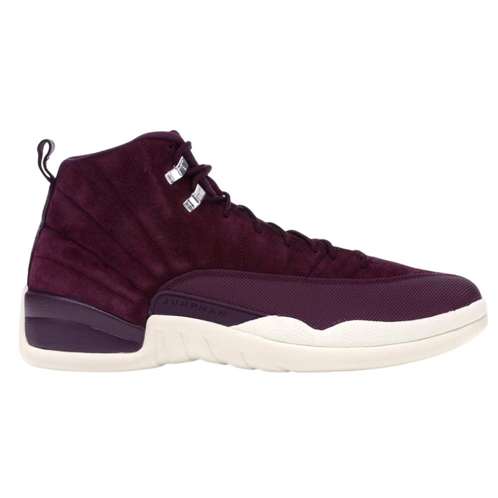 Air Jordan 12 Retro Sneaker in Bordeaux/Sail-Metallic Silver, Size 12